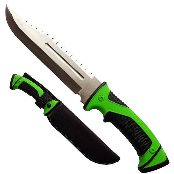 Jagdmesser - Knife - Bowie - Hartgummi Griff -32 cm - Grün