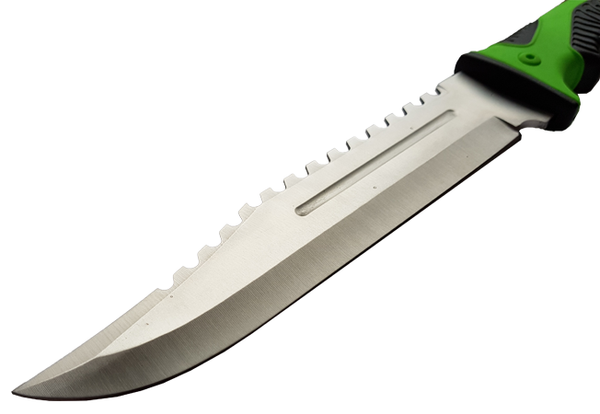 Jagdmesser - Knife - Bowie - Hartgummi Griff -32 cm - Grün