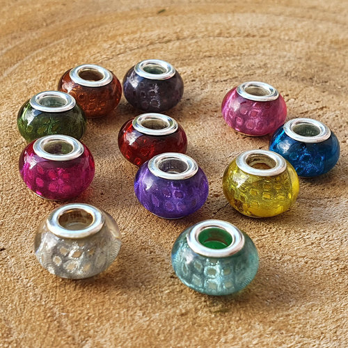 Acrylperlen Großlochperlen 10 Stück Glanz Punkte Beads