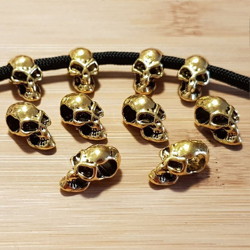 10 x Skull Totenkopf Bead Metall Perle Farbe Gold basteln