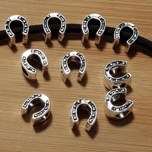 Großlochperlen 10 Hufeisen Perlen Beads Metallperlen