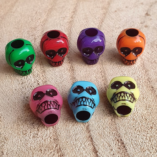 10 x Großlochperlen Acryl Skull 7 Farben Bead Perle