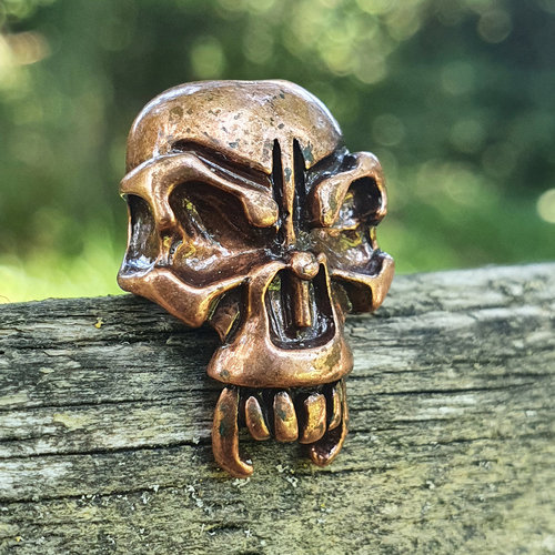 1 x EDC Knife Beads Messing Skull Rotkupfer for Lanyard