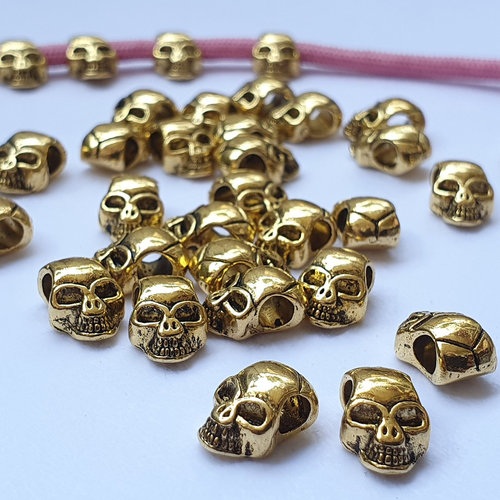 10/25/50 x Skulls Totenköpfe - Metallperlen Farbe gold