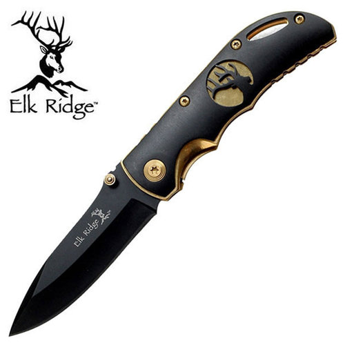 Elk Ridge Taschenmesser Schwarz Gold Klappmesser Knife