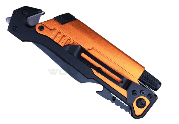 Kandar Rescue Taschenmesser LED Licht  Feuerstein  Orange