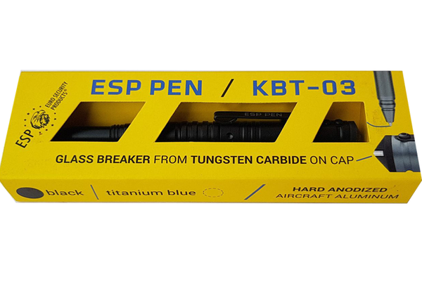 ESP Tactical Pen Kubotan Palmstick Security Black Titanium