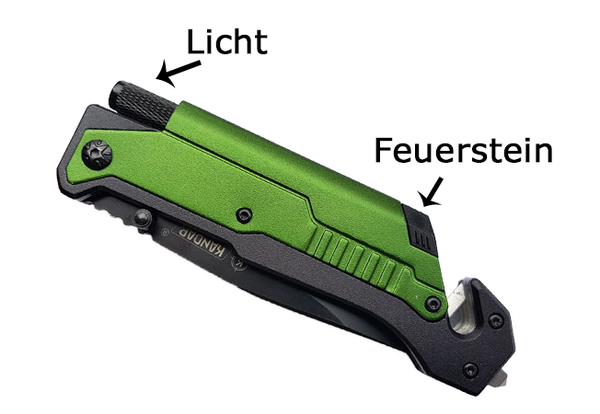 Kandar - Rescue Taschenmesser LED Licht Feuerstein Grün