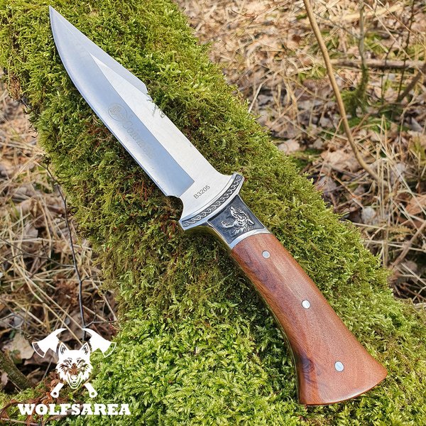 Jagdmesser Knife Bowie Hunting Camping 30,5 cm mit Tigerkopf
