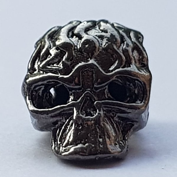 10 x Gun Metal Skulls Totenköpfe mit Wellen an der Oberseite