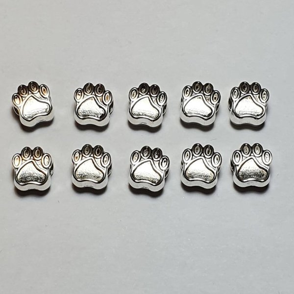 10 x Antik Silber Pfoten Perlen Metallperlen
