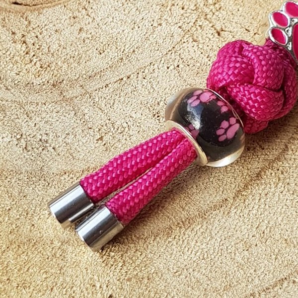 Schlüsselanhänger Paracord Handarbeit Pfote Tatze Pink