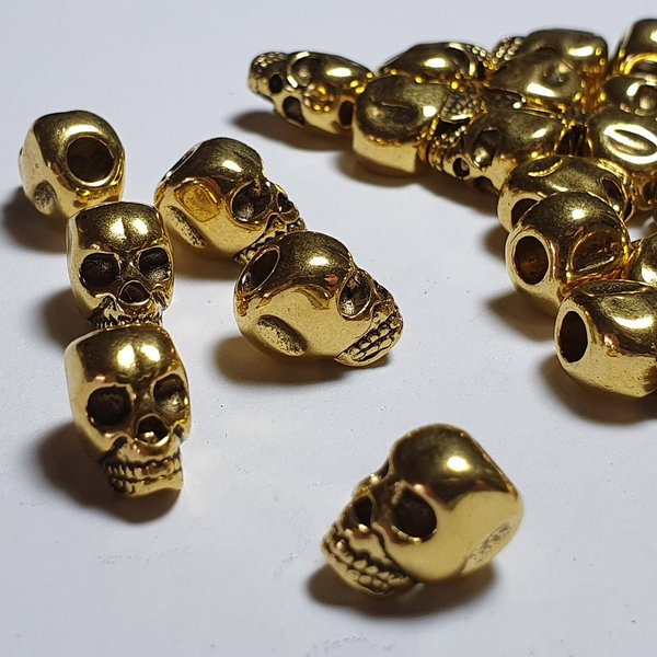 10 x Skull Totenkopf in Gold