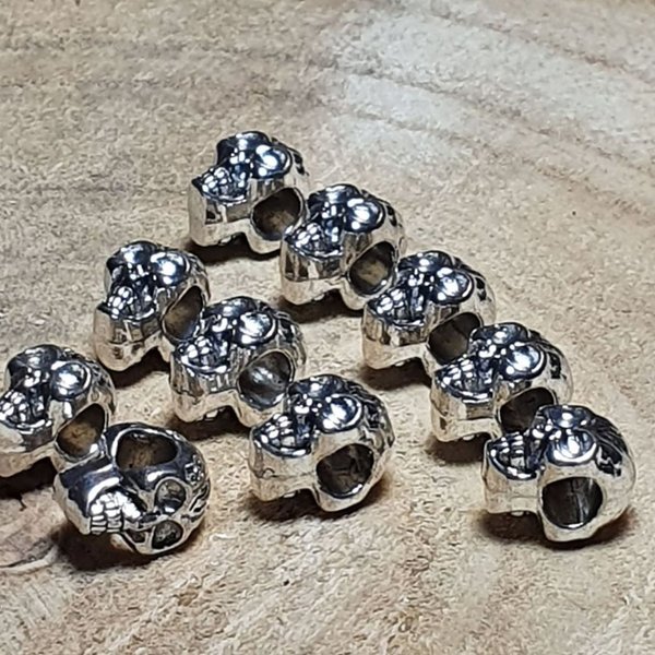 10 x Skull Totenkopf Metall Silber