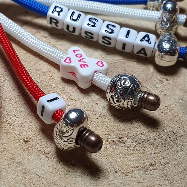 1 x Schlüsselanhänger "I Love RUSSIA" Paracord Handarbeit