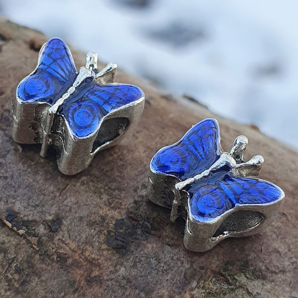 5 x Großlochperlen Metallperlen Schmetterling / Butterfly