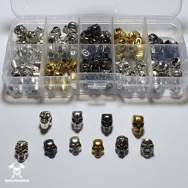 Mega Skull Pack 100 Stück Großlochperlen Metallperlen