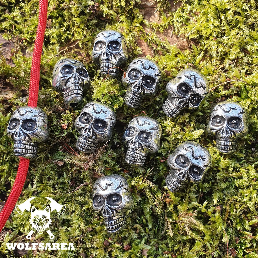 50 Skull Beads Acryl oder Metall Großlochperlen Bead Totenkopf Schädel 
