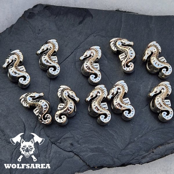 Großlochperlen 10 x Antik Silber Seepferd Perlen Metallperlen