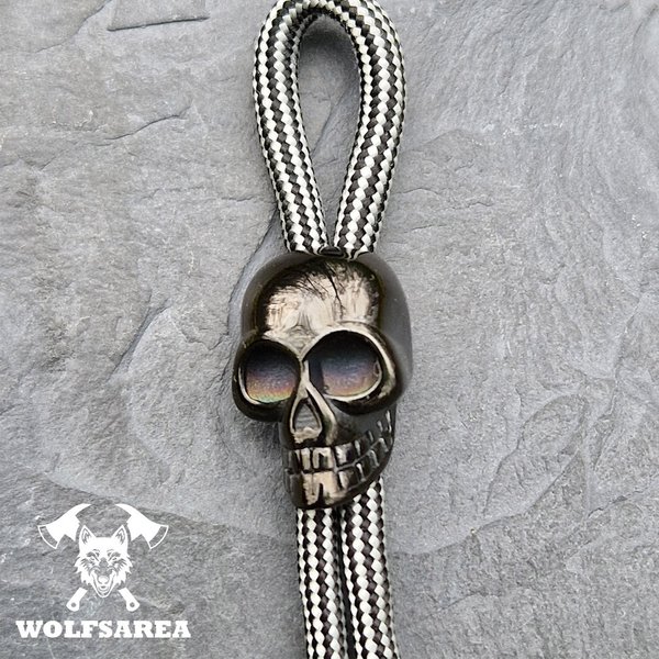 1 x Edelstahl Skull Groß Totenkopf Beads Paracord Lanyard Schwarz