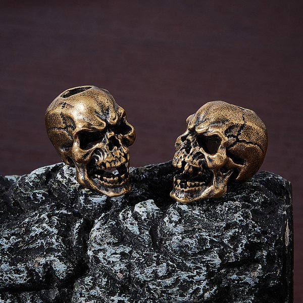 1 x Messing Skull groß Totenkopf Beads Paracord Lanyard Antik Bronze EDC