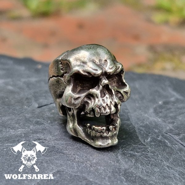 1 x Messing Skull groß Totenkopf Beads Paracord Lanyard Antik Silber EDC