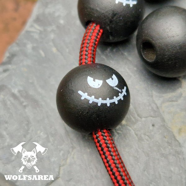 Großlochperlen 10 Schima Holzperlen basteln mit Monster Gesicht Halloween Beads